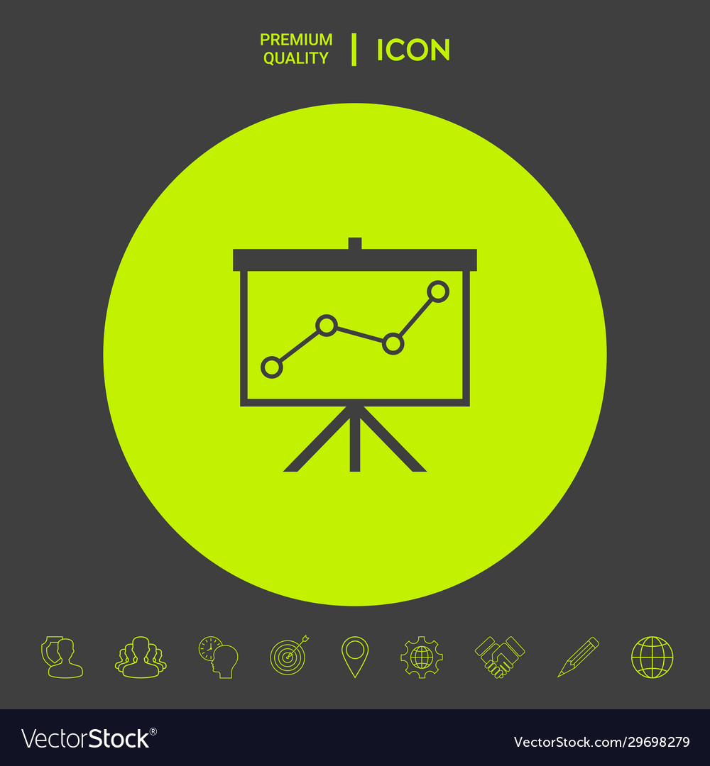 Flip-chart projection screen with a graph graphic