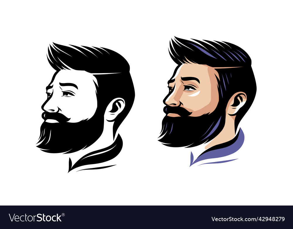 Hairstyle Barber Shop Logo Stylish Man With Beard Vector Image