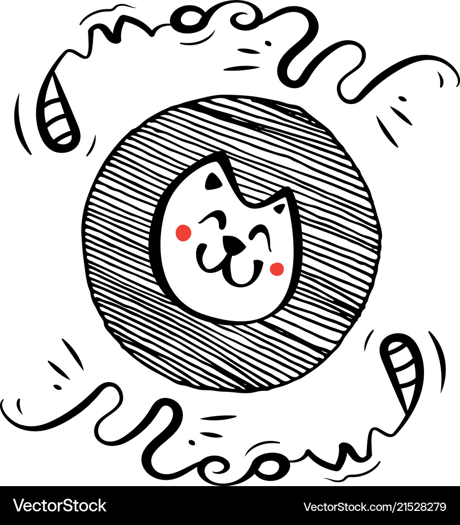 Hand Drawn Doodle Cat Icon Royalty Free Vector Image