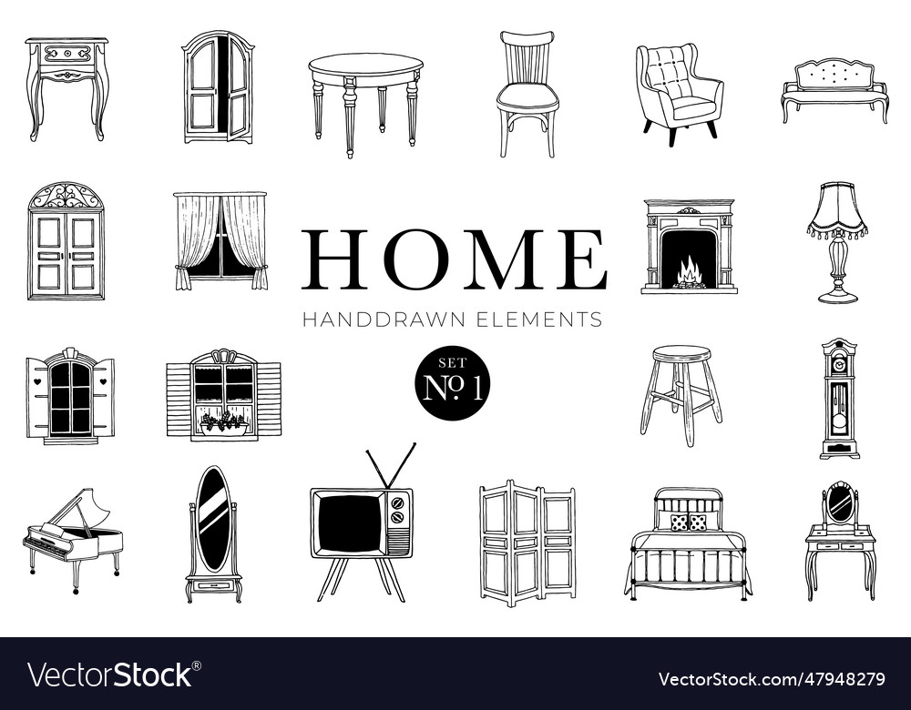 Home design elements Royalty Free Vector Image