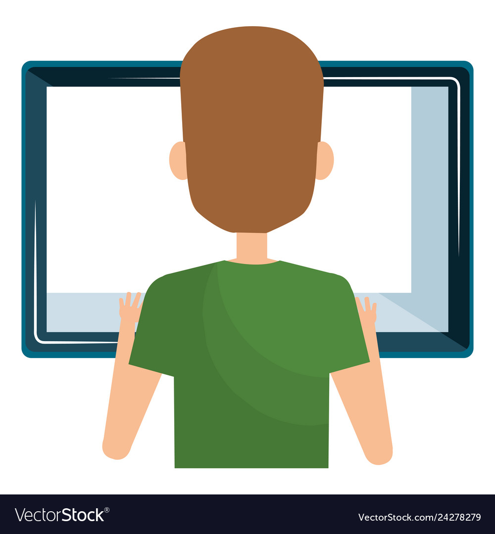 Man using computer desktop