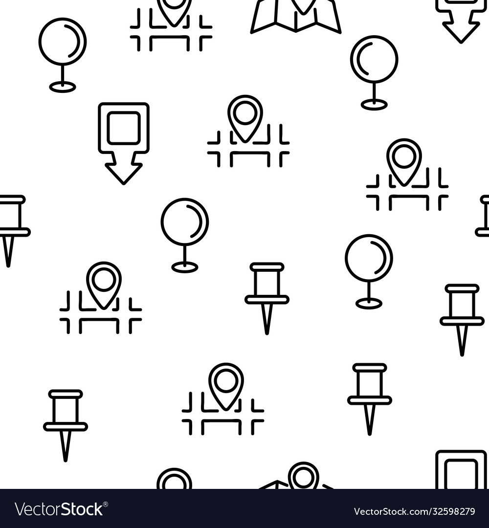 Marker pointer gps map seamless pattern vector image Marker pointer gps map seamless pattern
