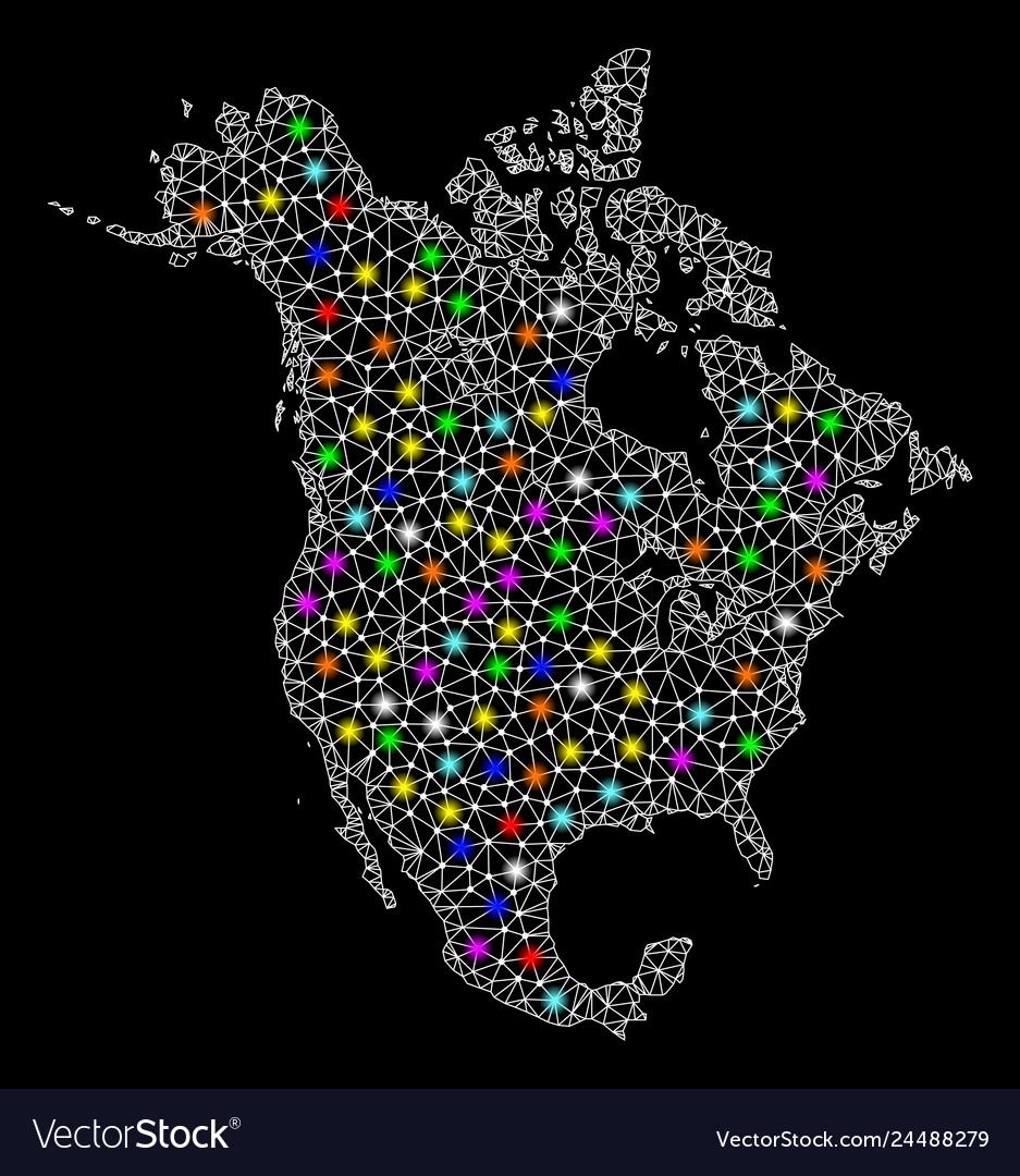 Mesh network map of north america with bright