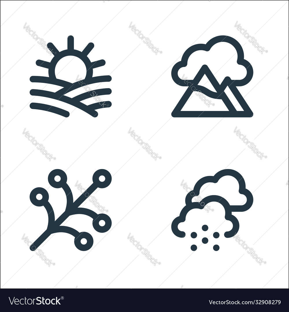 Nature line icons linear set quality vector image Nature line icons linear set quality