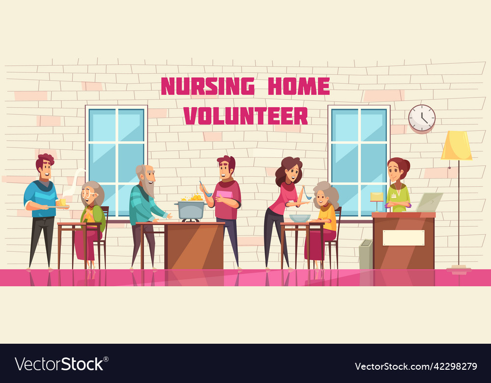 Nursing home volunteers banner Royalty Free Vector Image