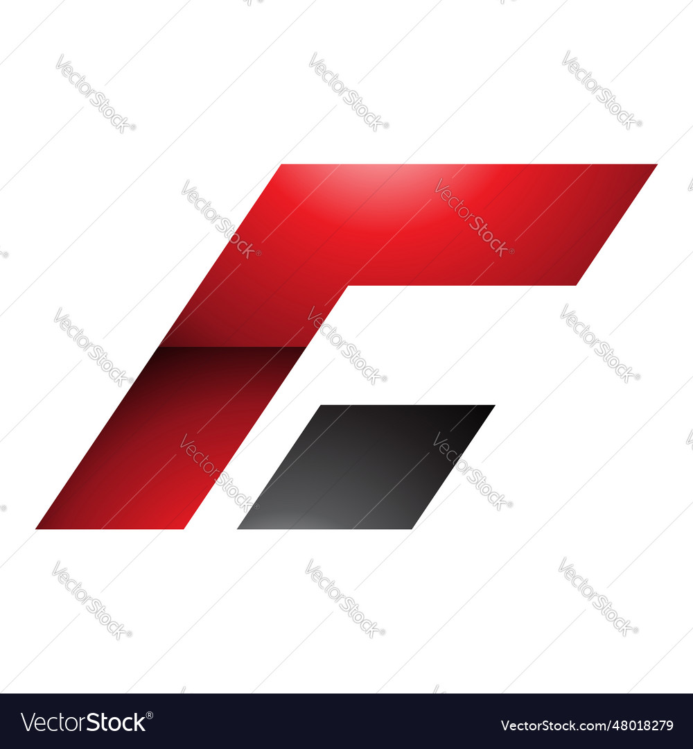 Red and black glossy rectangular italic letter c Vector Image