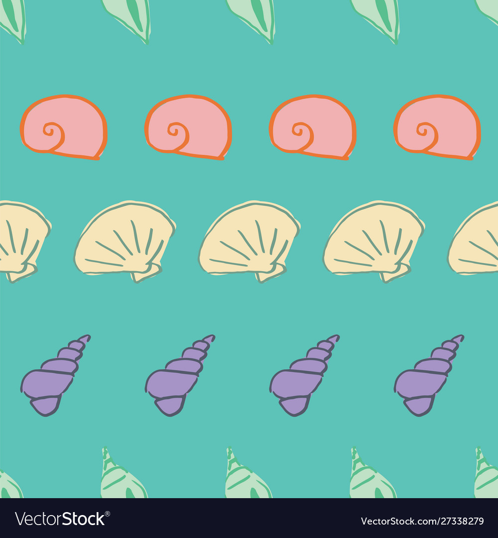 Sea shells seamless pattern design vector image Sea shells seamless pattern design