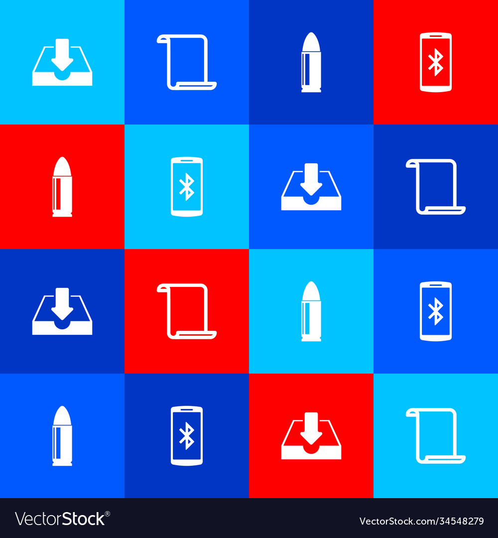Set download inbox paper scroll bullet Vector Image Set download inbox paper scroll bullet