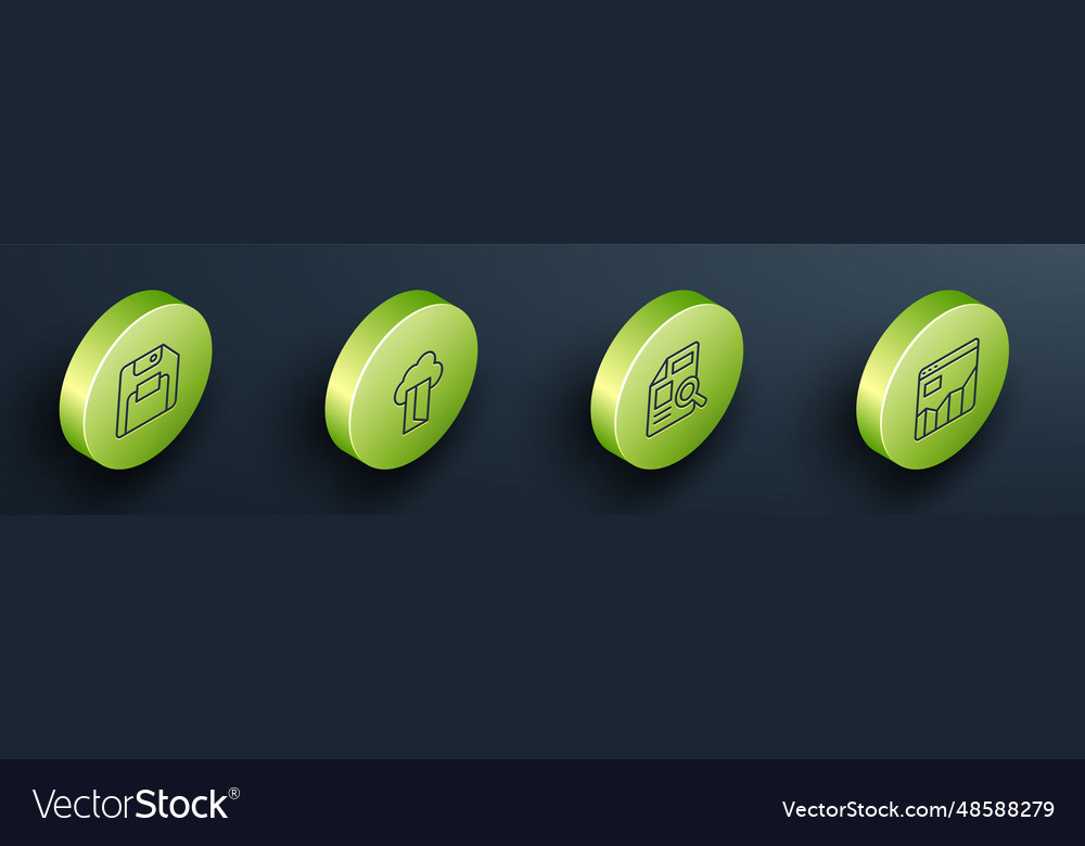 Set isometric line floppy disk cloud database vector image Set isometric line floppy disk cloud database