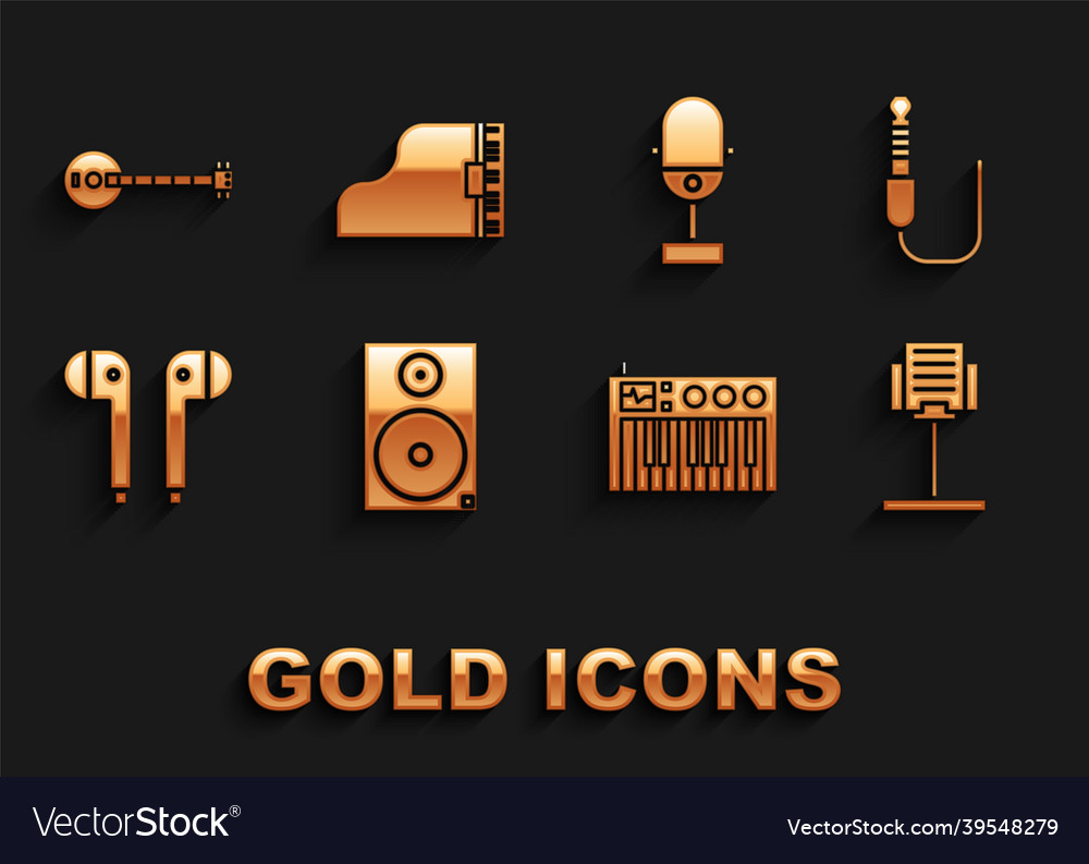 Set stereo speaker audio jack music stand Vector Image