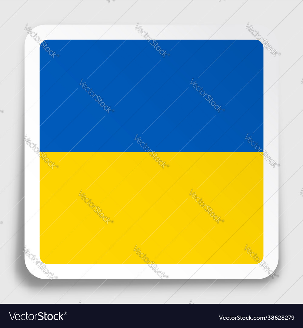 Ukraine flag icon on paper square sticker Vector Image