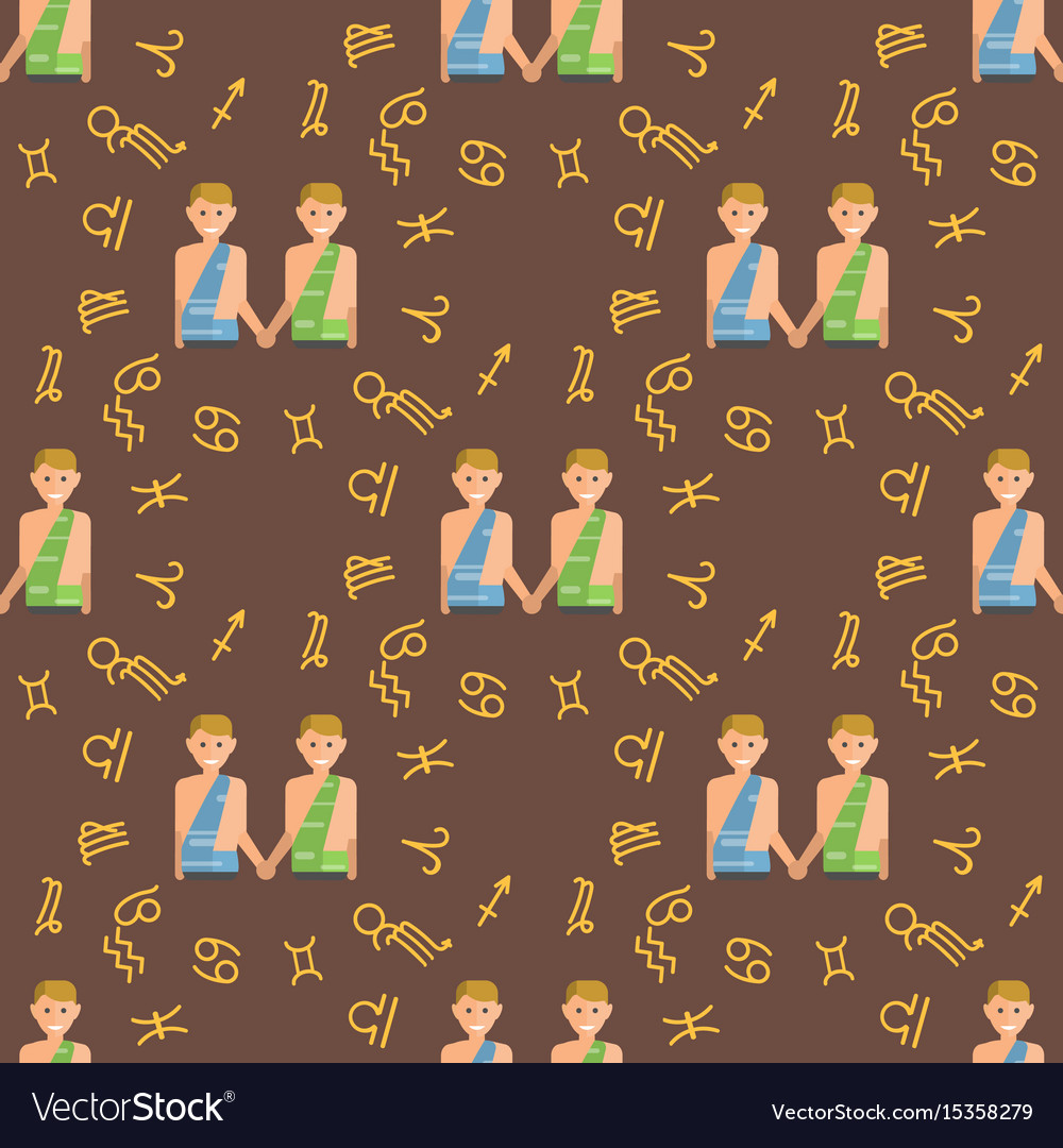 Zodiac Gemini Seamless Pattern Horoscope Astrology Vector Image Zodiac Gemini Seamless Pattern Horoscope Astrology Vector Image