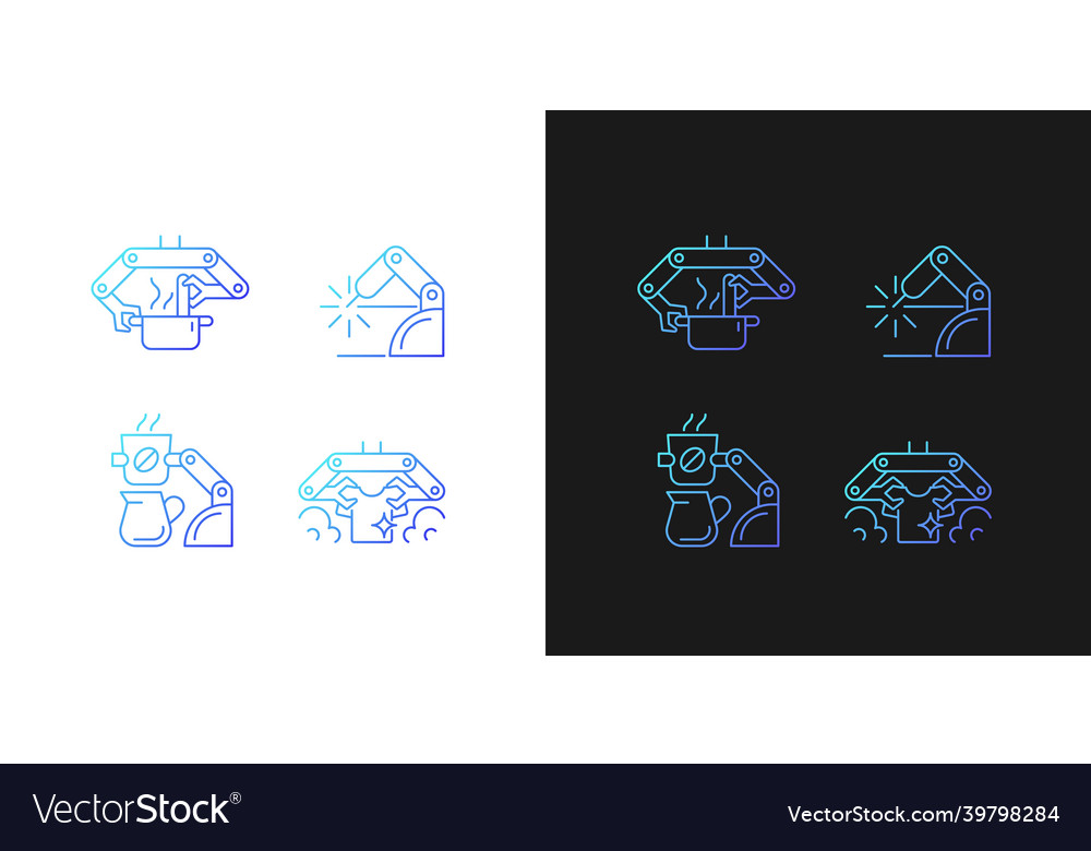 Automated mechanical devices gradient icons set vector image Automated mechanical devices gradient icons set