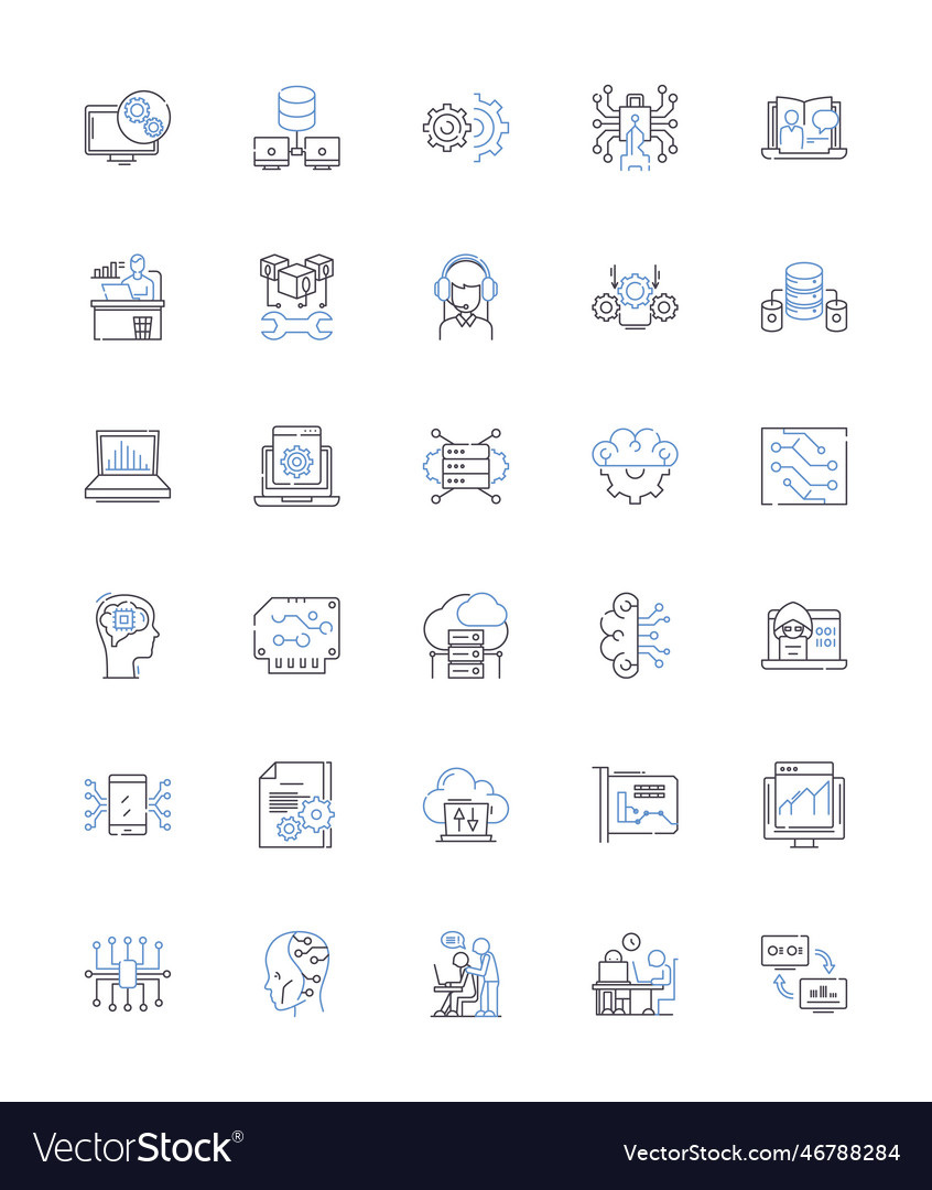 Data analytics line icons collection insights