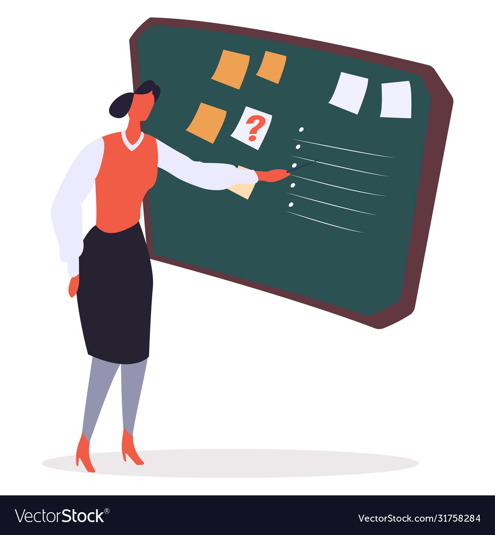 Director giving tasks on board with memos and list