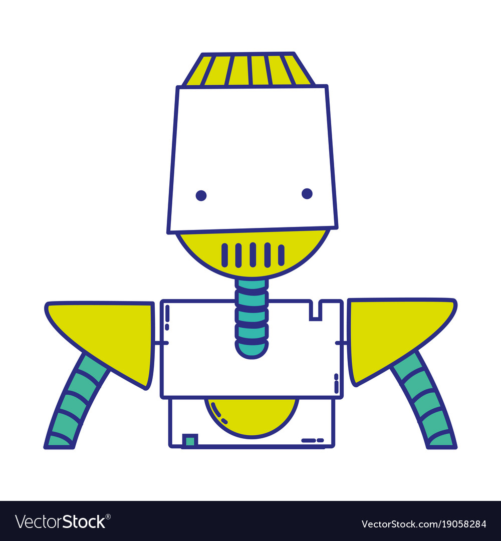 Full color robot face with technology arms