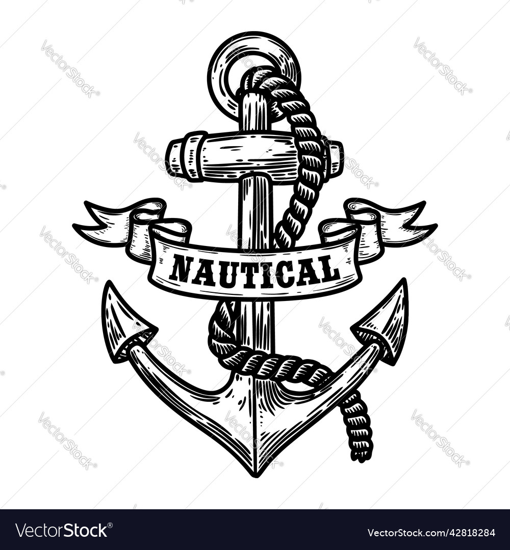 Nautical vintage style anchor design element Vector Image