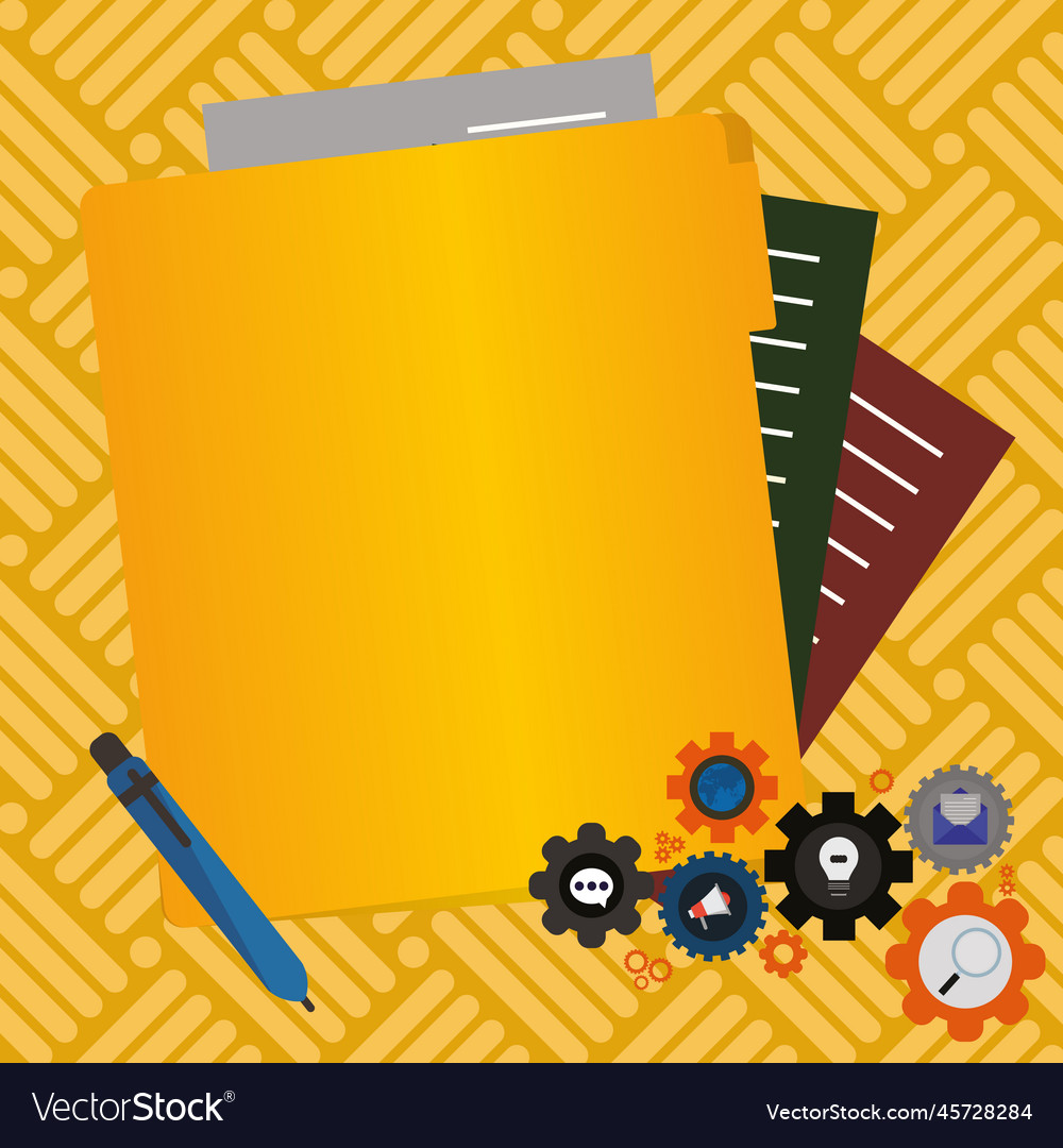 Paper sheets with text laying on bright colored vector image Paper sheets with text laying on bright colored