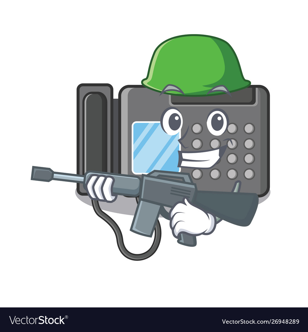 Army fax machine isolated in mascot