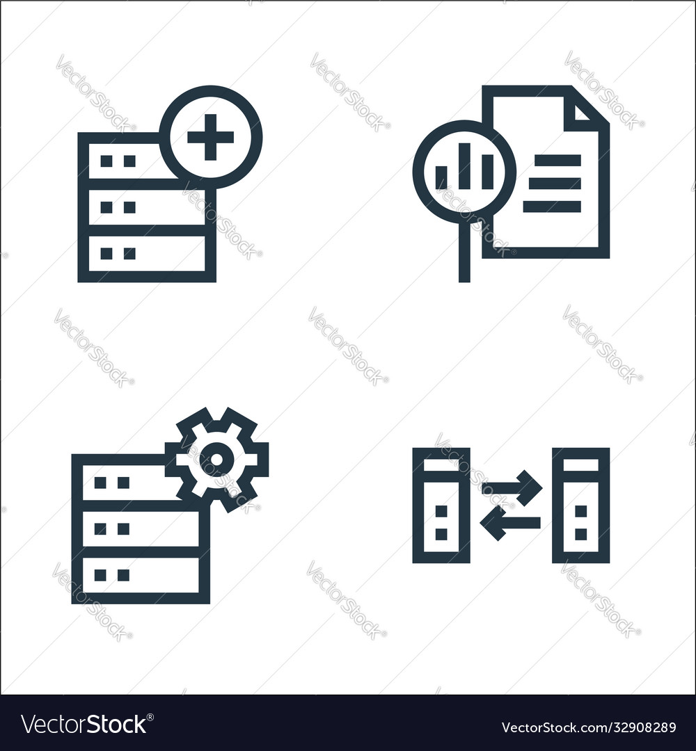 Big data line icons linear set quality vector image Big data line icons linear set quality