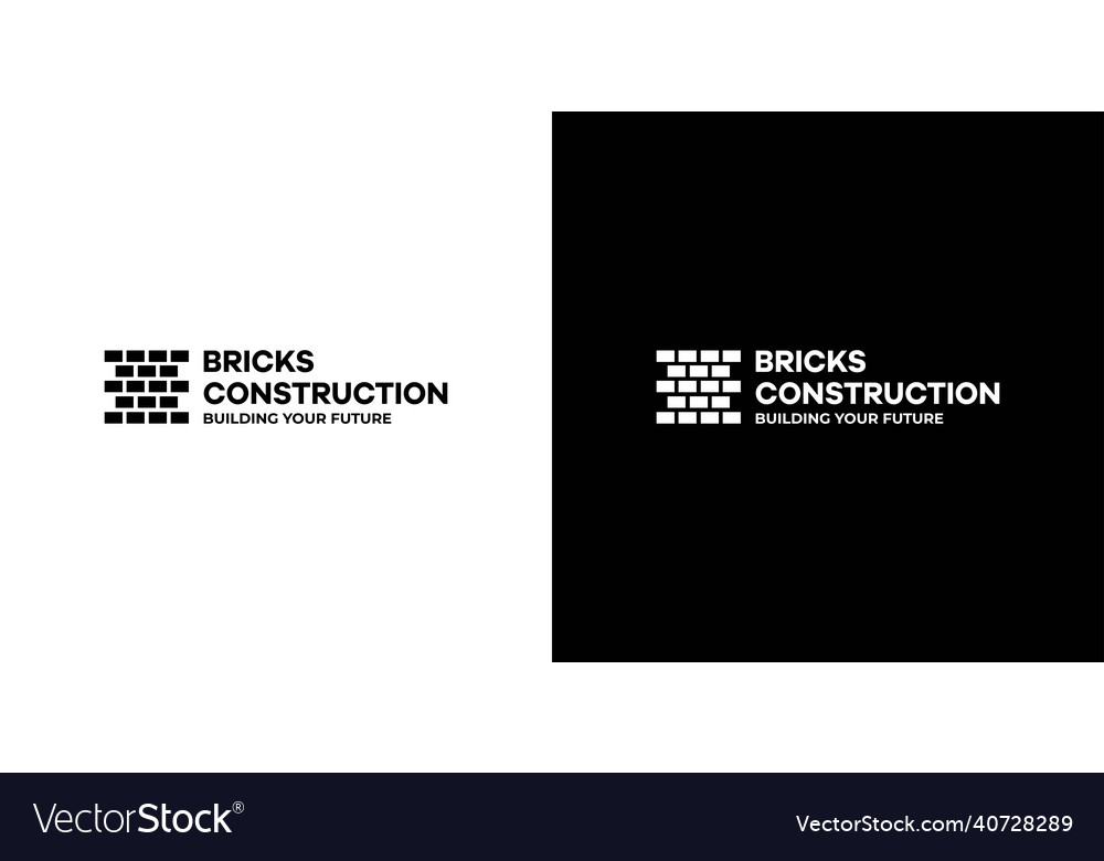 Brick and modern construction company logo design Vector Image