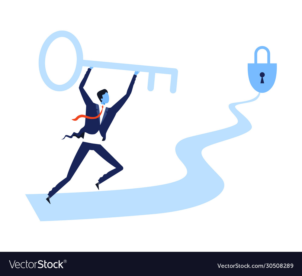 Businessman Running with Key