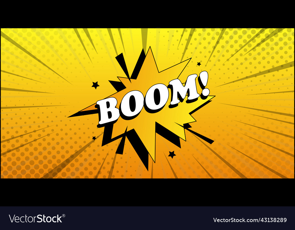 Comic lettering boom on white background Vector Image