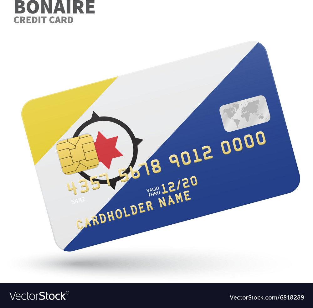 Credit card with bonaire flag background for bank