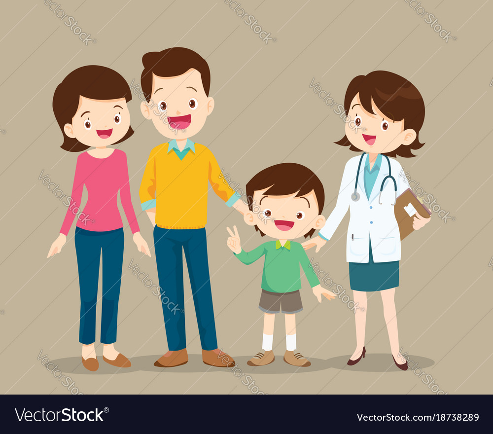 Cute family visiting the woman doctor