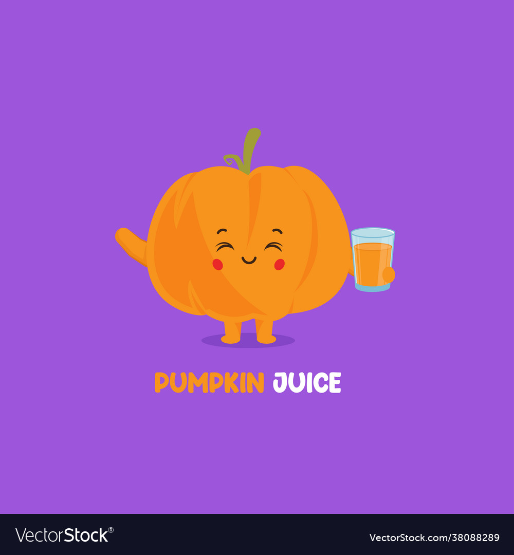 Cute smiling pumpkin juice character