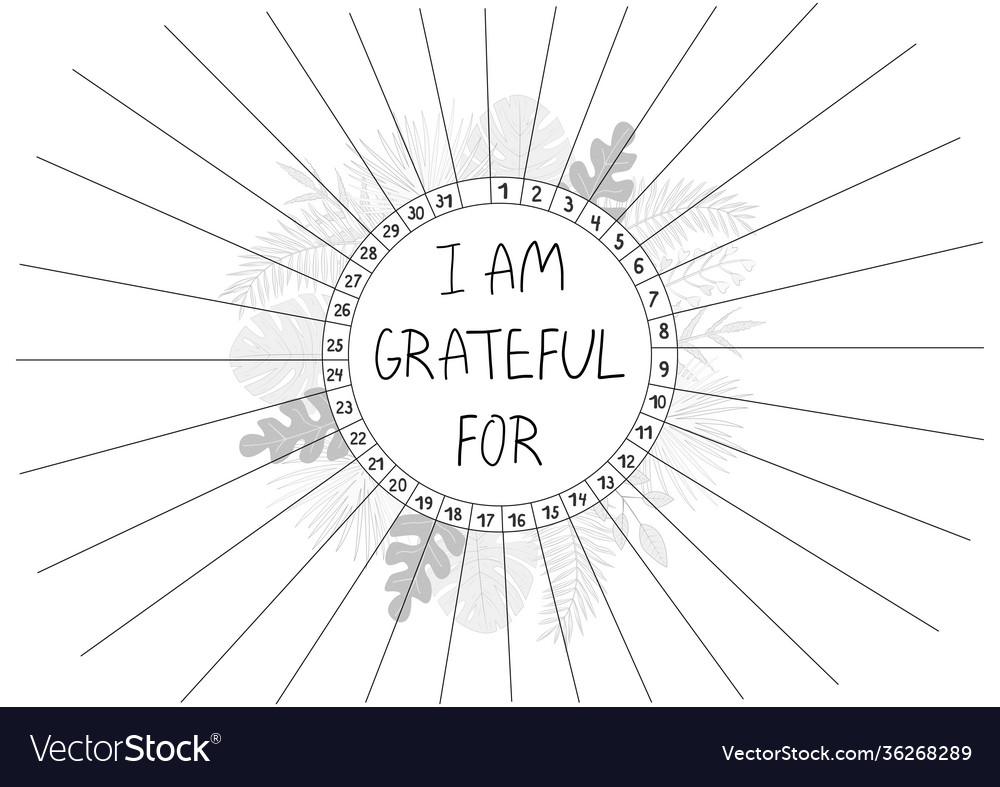 Gratitude log printable a4 paper sheet Royalty Free Vector