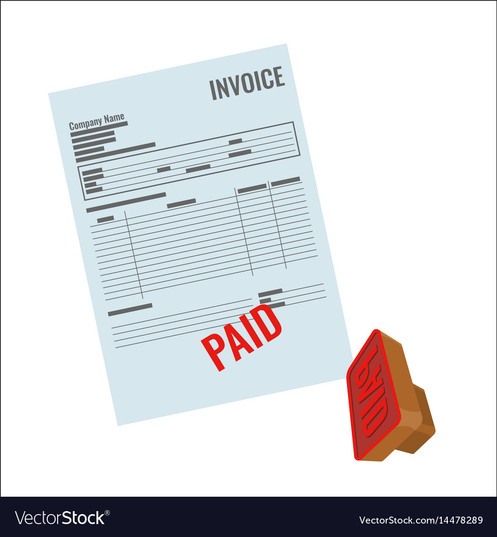 invoice bill with red paid stamp close up vector image