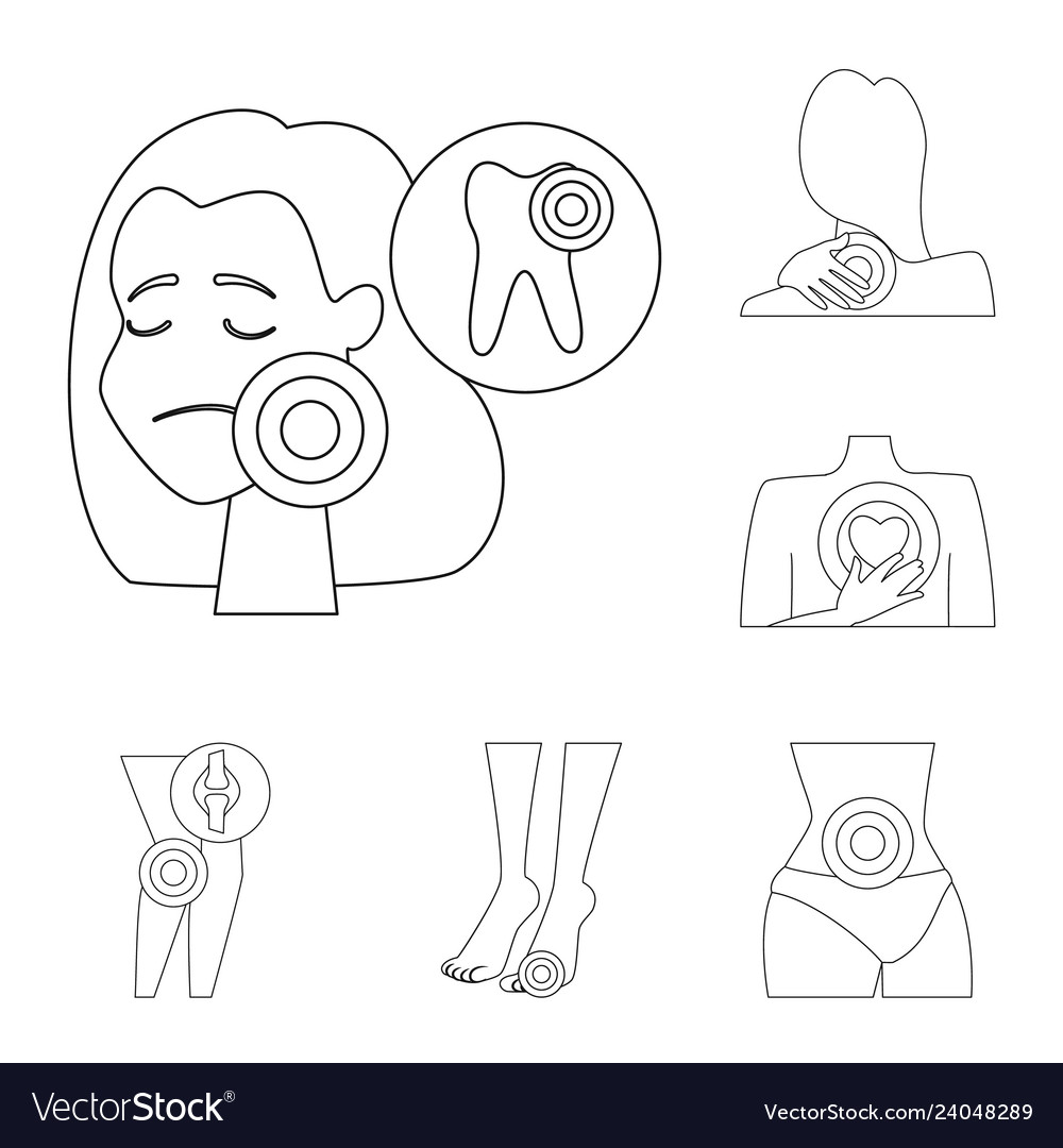 Isolated object of bone and inflammation symbol vector image Isolated object of bone and inflammation symbol