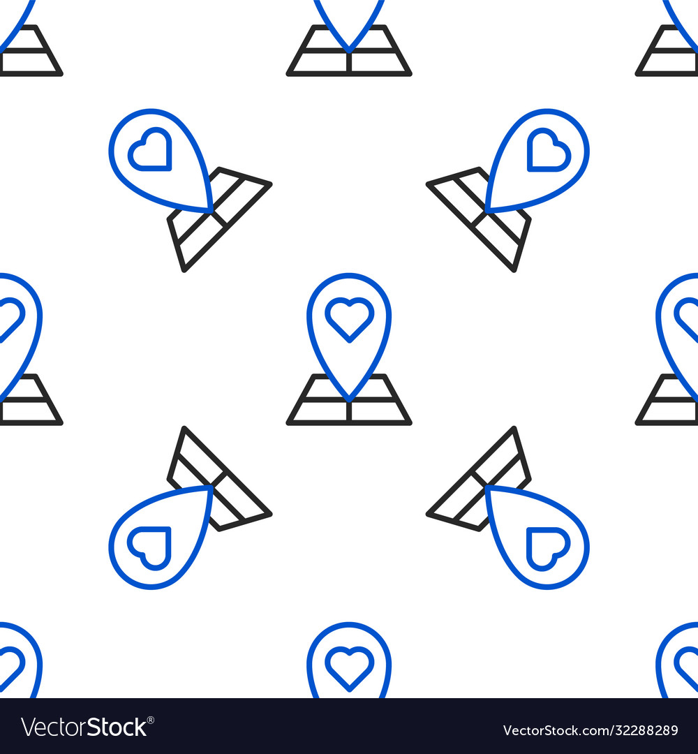 Line map pointer with heart icon isolated seamless vector image Line map pointer with heart icon isolated seamless
