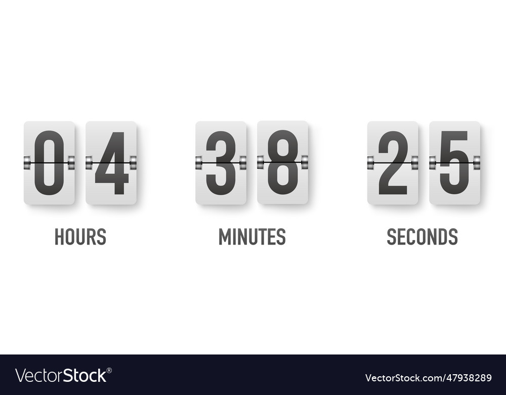 Realistic flip countdown clock counter timer flat