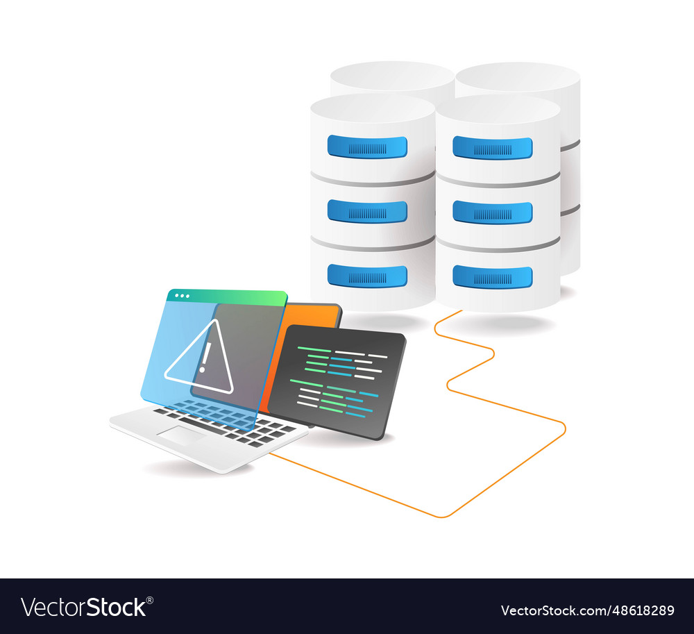 Security warning on database vector image Security warning on database