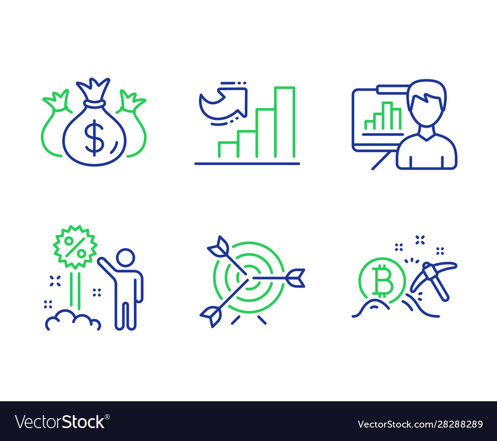 Target check investment and growth chart icons