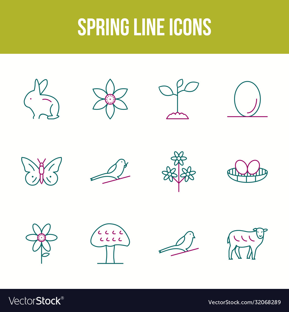Unique spring line icon set Royalty Free Vector Image