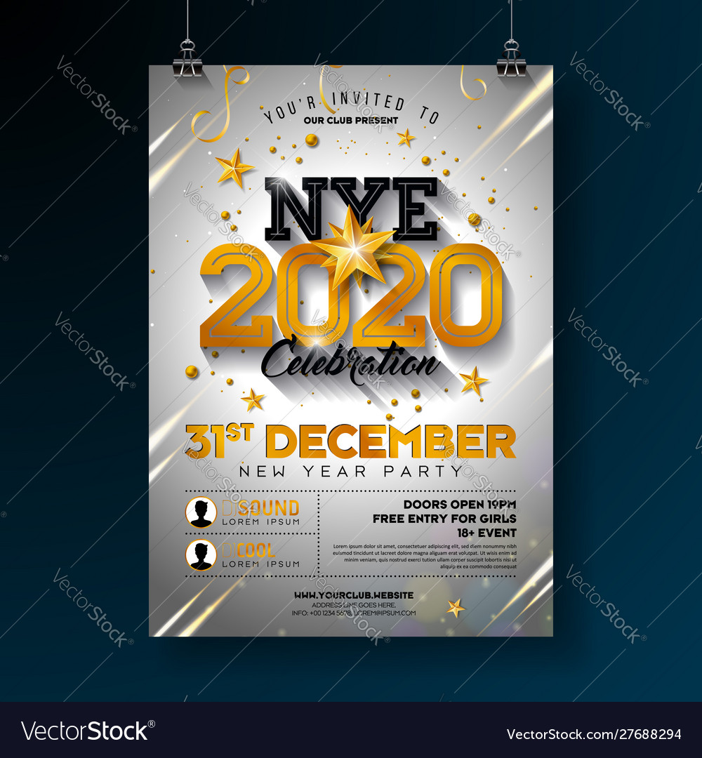 2020 new year party celebration poster template Vector Image