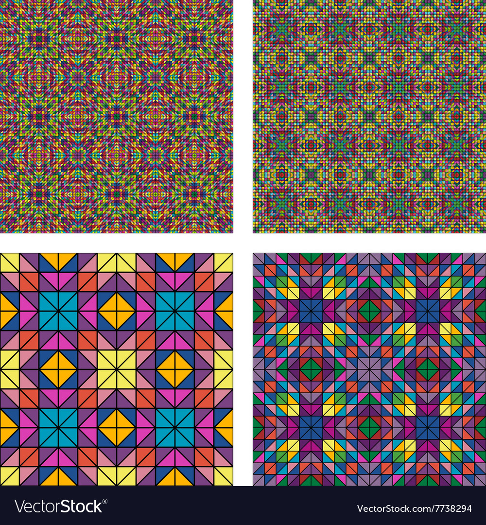 Colorful seamless mosaic pattern background set