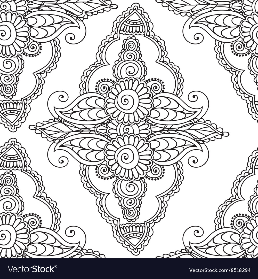 Coloring pages for adults seamless henna mehndi