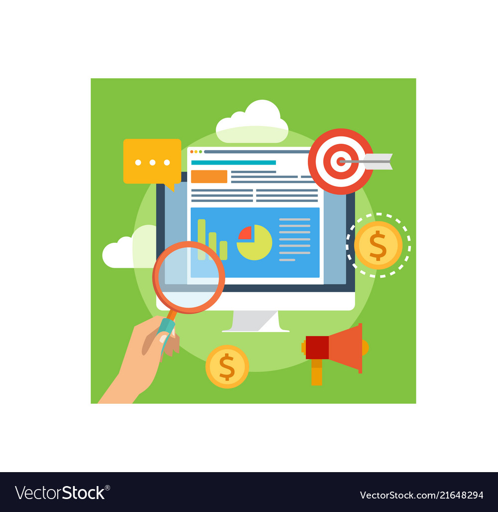 Design of web analytics and software system vector image Design of web analytics and software system