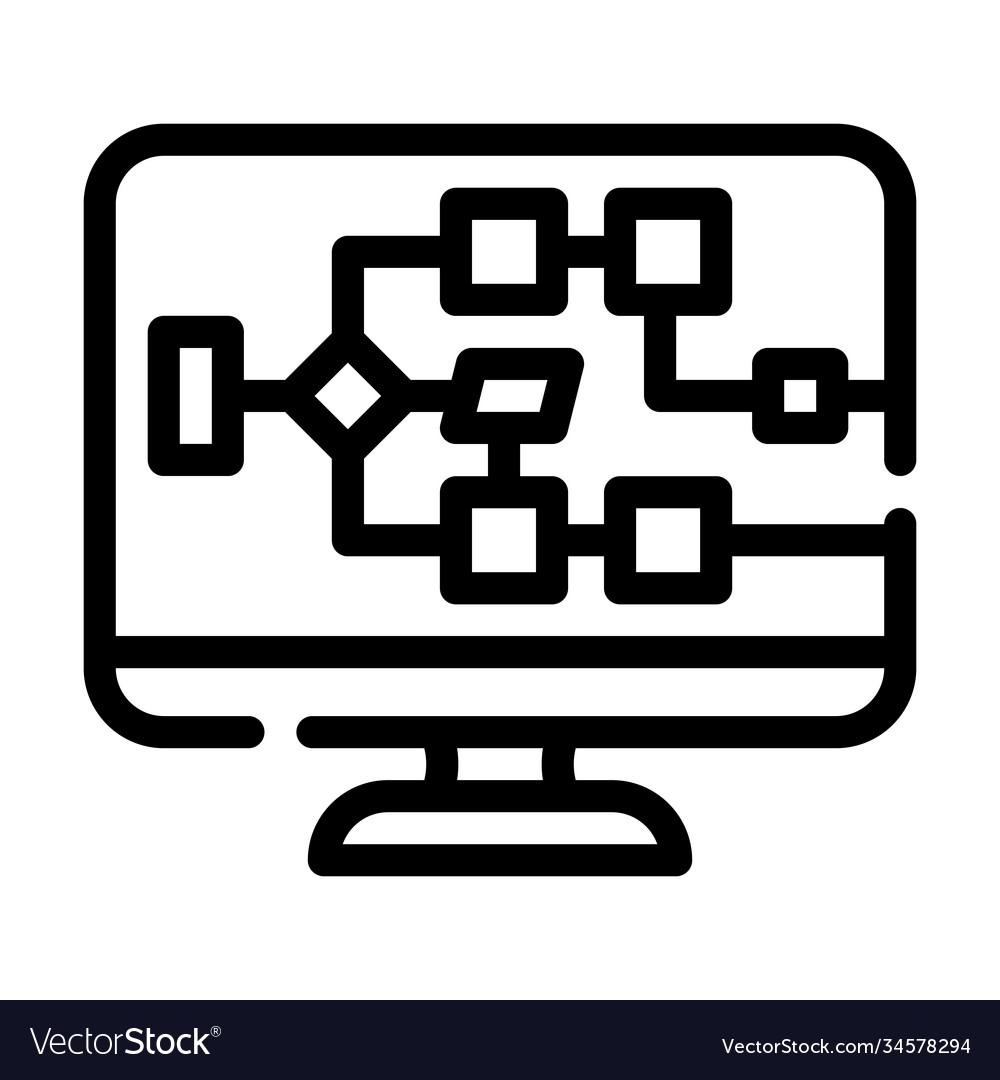 Electrical circuit computer screen line icon Vector Image