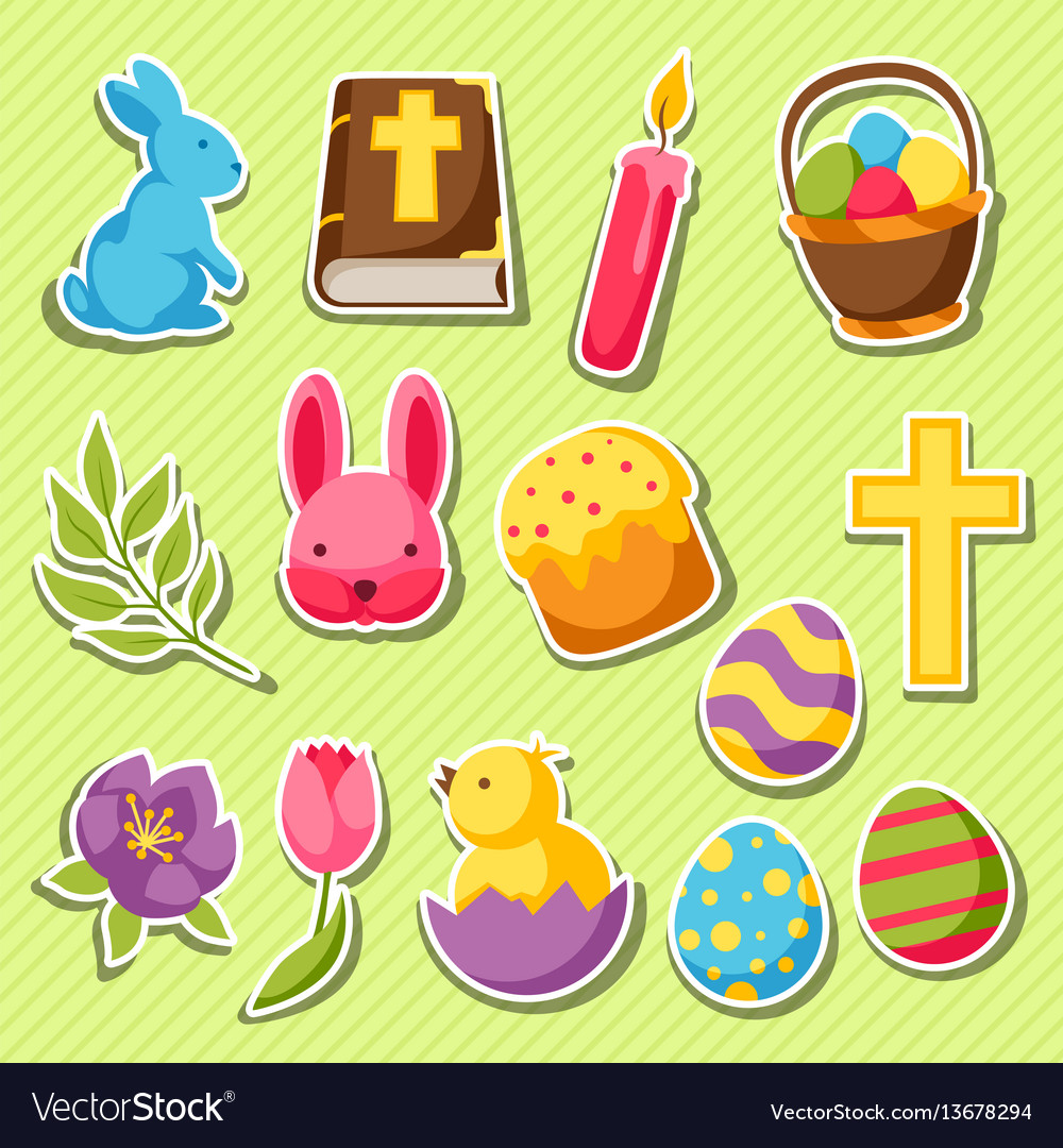 Happy easter set of decorative objects eggs Vector Image