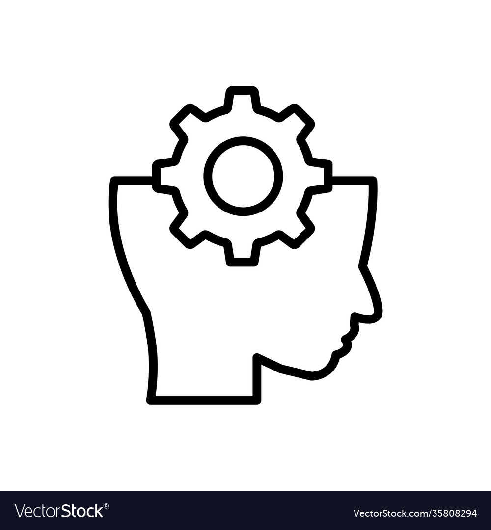Head with setting line icon management symbol