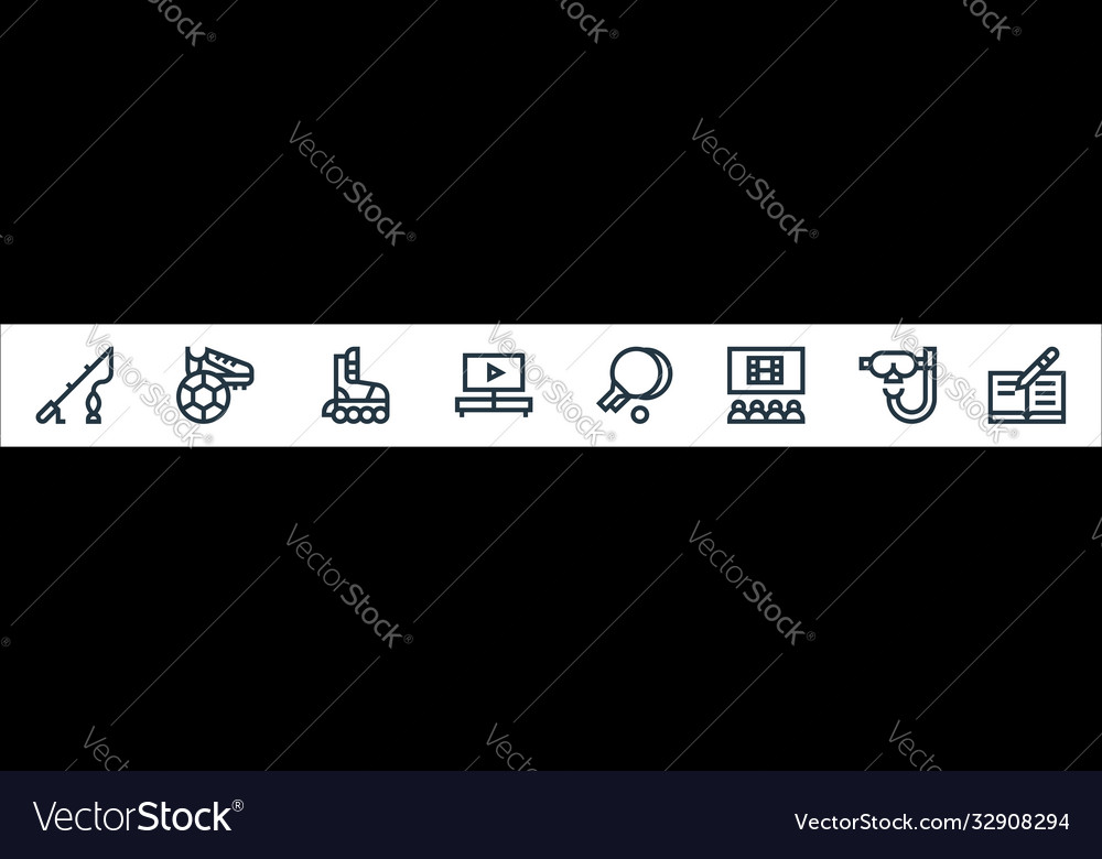 Hobbies line icons linear set quality vector image Hobbies line icons linear set quality