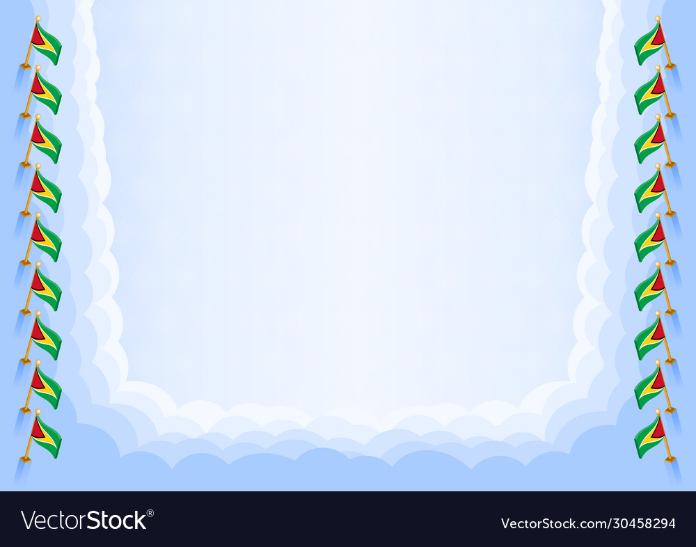 Horizontal frame and border with guyana flag vector image Horizontal frame and border with guyana flag