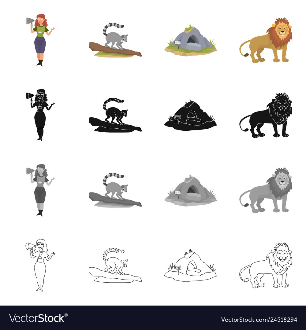 Isolated object of nature and fun sign set vector image Isolated object of nature and fun sign set