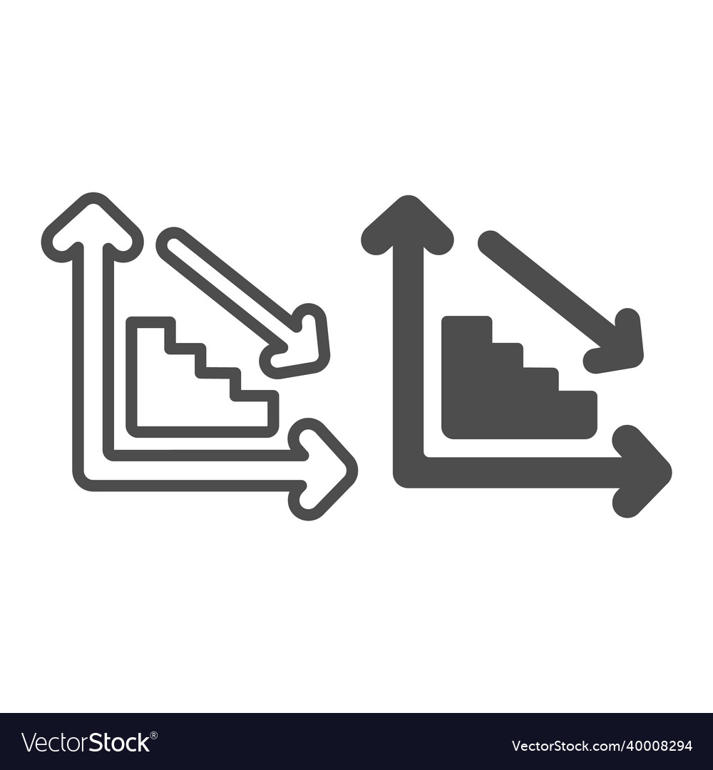 Ladder graph with steps going down and arrow line Vector Image Ladder graph with steps going down and arrow line