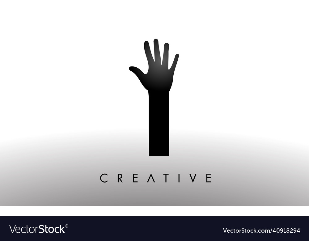 Letter i logo with hand silhouette icon creative